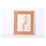 Framed Giraffe Drinking Print