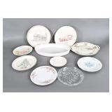 Decorative Assorted Plates And A Baking Dish