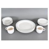 White Ceramic Dinnerware With Blue Banding
