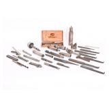 Metal Bits And Lathe Tools With Wooden Box