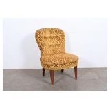 Tufted Gold Damask Upholstered Slipper Chair