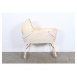 Vintage Woven Baby Bassinet On Wheels
