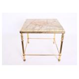 Brass Side Table With Marble Top