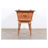 Maple Leaf Handle Sewing Box With Spool Legs