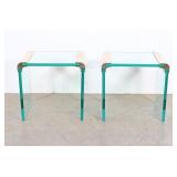 Pair Of Glass And Brass Console Tables