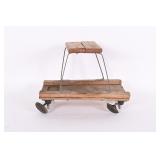 Wooden Cart With Iron Handles And Casters