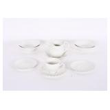 White Ceramic Gravy Boat, Bowls, Plates, Cup