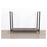 Black Metal Log Rack With Wooden Base