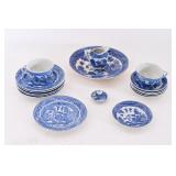 Ceramic Blue Willow Pattern Tea Set