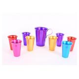 Multi-Color Metal Drinkware With Pitcher