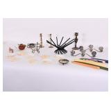 Brass & Silver Candlesticks, Shells, Candles