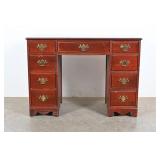 Wooden Executive Desk With Brass Drawer Pulls