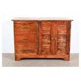 Rustic Wood Dresser With Two Cabinets