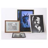 Framed Photographs And Statue Of Liberty Poster