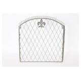 Metal Fireplace Screen With Fleur-De-Lis Accent