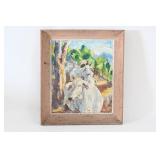Framed E Burkhart White Oxen Oil Painting