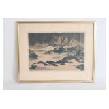 Framed 'Tyrol Night' Watercolor Print by F. Zell