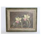 Framed Oil Painting Of Orchids By Kim