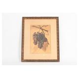 Framed Grape Motif Watercolor Painting