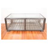 Metal & Glass Coffee Table w/ Wine Storage