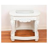 Vintage Style Distressed Glass Top Side Table