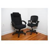 Pair Of Black Swivel Office Chairs