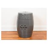 Gray Double Medallion Drum Pottery Garden Stool