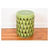 Green Lattice Drum Pottery Garden Stool