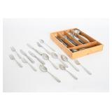 Silverware With Wooden Cutlery Tray