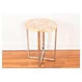 Polished Petrified Wood Topped Accent Table