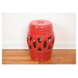 Red Lucky Coins Drum Pottery Garden Stool