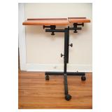 Brown Wooden Rolling Adjustable Laptop Cart