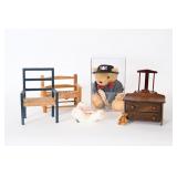 Vintage Teddy Bears & Dollhouse Furniture