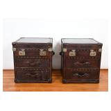 Lazzaro Leather 2-Drawer Steamer Trunk End Tables