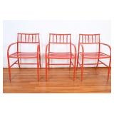 West Elm Red Metal Spindle Chairs