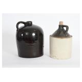 Atq Brown Salt Glaze & Stoneware Moonshine Jugs
