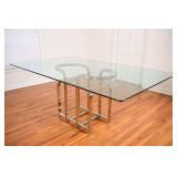 Italian MCM Tubular Chrome Glass Top Dining Table