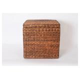 Lidded Woven Wicker Storage Basket
