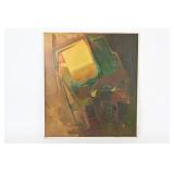 P. Pieck Abstract Oil on Masonite Painting