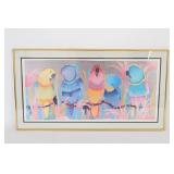 Leslie Burden 'Five Parrots' Framed Art Print
