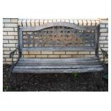 Wooden & Metal Outdoor Bench w/ Bird Motif