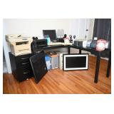 Black Desk With Office Electronics