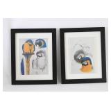 Pair Of Framed Macaw Bird Prints