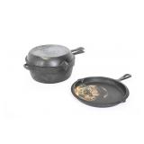 Vtg Tab & Notch Cast Iron Dutch Oven & Skillet Lid