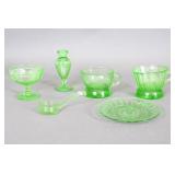 Vaseline Glass Cups, Vases