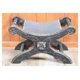 Upholstered Wood-Carved Bench