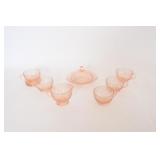 Vintage Florentine Pink Glass Dish Set