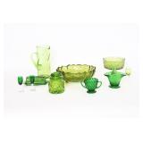 Vtg Green Depression Glass Serving Assortment
