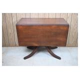 Vintage Wooden Drop Leaf Table w/ Pedestal Base