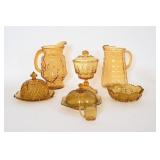 Collection Of Vintage Amber Glassware